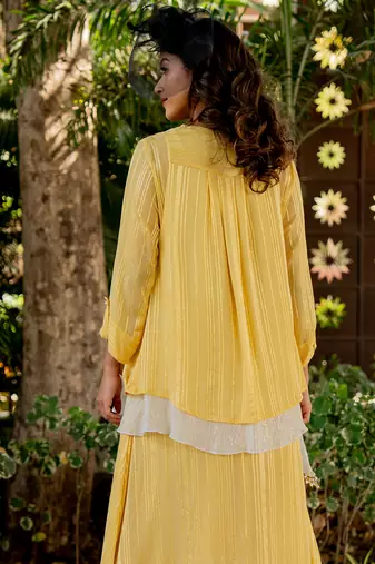 Yellow lurex embroidered kurta set