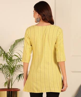 Yellow cotton short kurti & tunic for women and girls 2