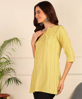 Yellow cotton short kurti & tunic for women and girls 3