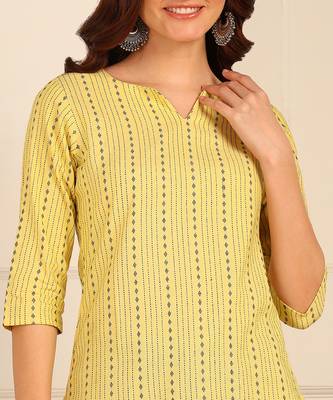 Yellow cotton short kurti & tunic for women and girls 4