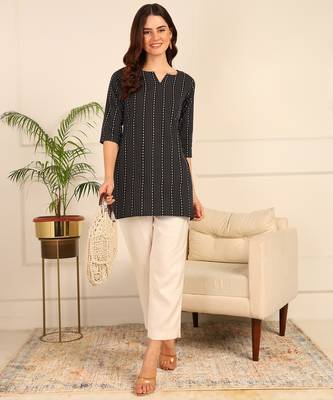 Black cotton short kurti & tunic for women and girls 1