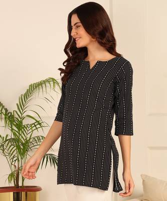 Black cotton short kurti & tunic for women and girls 3