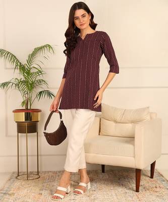 Maroon cotton short kurti & tunic for women and girls 1