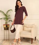 Maroon cotton short kurti & tunic for women and girls