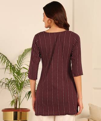 Maroon cotton short kurti & tunic for women and girls 2