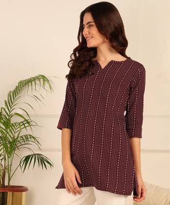 Maroon cotton short kurti & tunic for women and girls 3