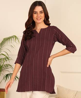 Maroon cotton short kurti & tunic for women and girls 4