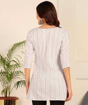 White cotton short kurti & tunic for women and girls 2