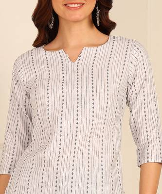 White cotton short kurti & tunic for women and girls 4