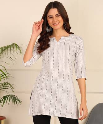 White cotton short kurti & tunic for women and girls 5