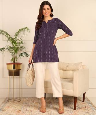 Purple cotton short kurti & tunic for women and girls 1