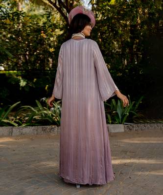 Purple lurex embroidered  cape with dress 5