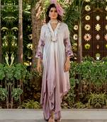 Purple crepe embroidered jumpsuit