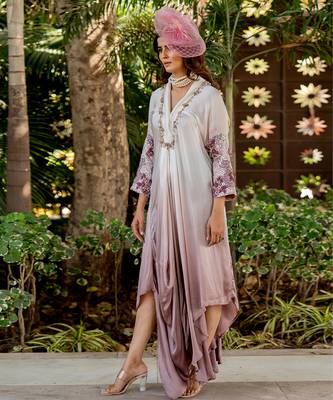 Purple crepe embroidered jumpsuit 2