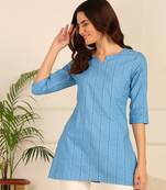 Blue cotton short kurti & tunic for women and girls