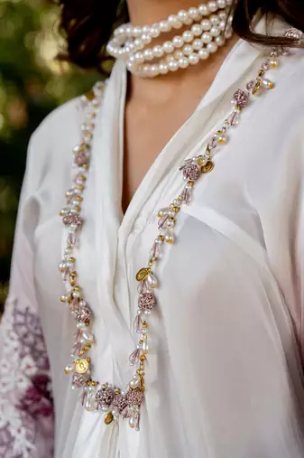 Purple crepe embroidered jumpsuit