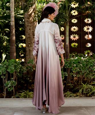 Purple crepe embroidered jumpsuit 5