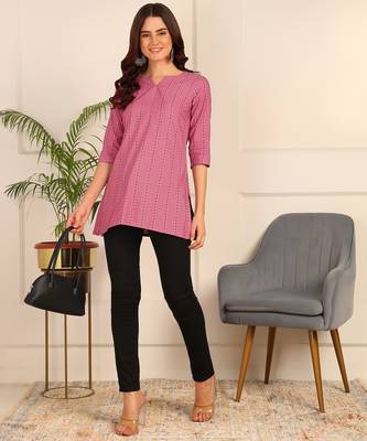 Pink cotton short kurti & tunic for women and girls 1