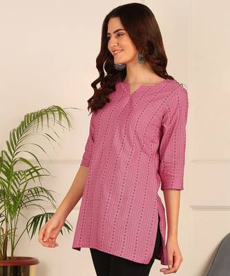 Pink cotton short kurti & tunic for women and girls 3