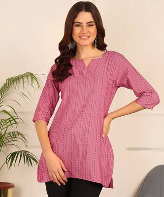 Pink cotton short kurti & tunic for women and girls 4