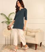 Peacock blue cotton short kurti & tunic for women and girls