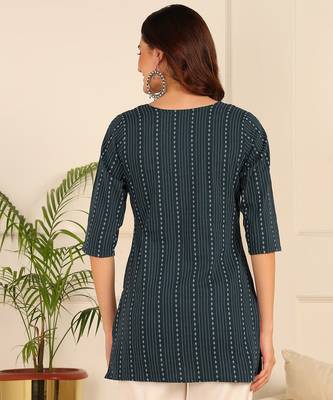 Peacock blue cotton short kurti & tunic for women and girls 2
