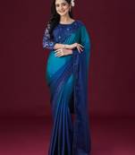 Kasee Women'S Embroidered Sequinned Saree With Unstitched Blouse Piece