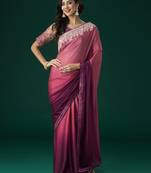 Kasee Women'S Ombre Embroidered Sequinned Saree With Unstitched Blouse Piece