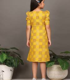 Ethnovog Ready To Wear Kids Girls Mustard Rayon Printed A-Line Dress