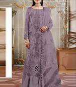 Light purple heavy orgenza silk pakistani salwar suit with dupatta
