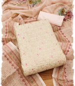 Peach lucknowi work modal chanderi semi stitched dress with unstitched bottom