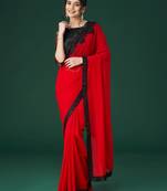 Kasee Women'S Embroidered Sequinned Sarees With Unstitched Blouse Piece