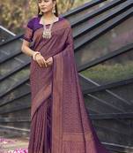 Dark Purple Banarasi silk blend Classic Saree For The Contemporary Woman
