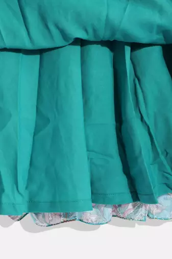 Ethnovog Ready To Wear Kids Girls Turquoise Chinon Ruching Style Gown