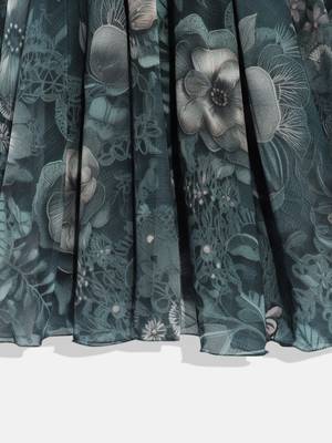 Ethnovog Ready To Wear Kids Girls Green Digital Printed Georgette Gown 5