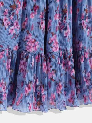 Ethnovog Ready To Wear Kids Girls Blue Digital Printed Georgette Pleated Gown 6