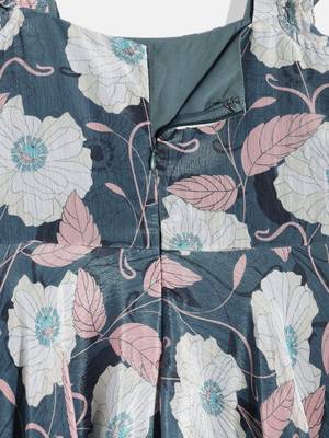 Ethnovog Ready To Wear Kids Girls Teal Blue Digital Print Chinon Gown 4