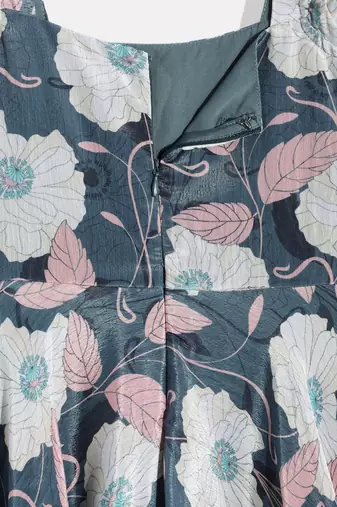 Ethnovog Ready To Wear Kids Girls Teal Blue Digital Print Chinon Gown