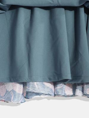 Ethnovog Ready To Wear Kids Girls Teal Blue Digital Print Chinon Gown 6