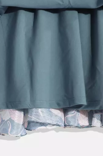 Ethnovog Ready To Wear Kids Girls Teal Blue Digital Print Chinon Gown
