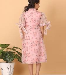 Ethnovog Ready To Wear Kids Girls Pink Digital Printed Organza Kurti