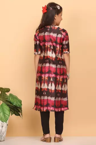 Ethnovog Ready To Wear Kids Girls Multicolored Digital Print Kurti