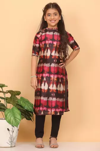 Ethnovog Ready To Wear Kids Girls Multicolored Digital Print Kurti