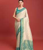 Turquoise kanjivaram silk Blend zari work saree