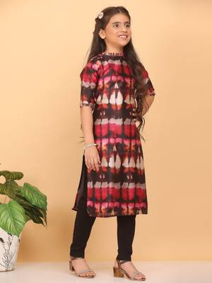 Ethnovog Ready To Wear Kids Girls Multicolored Digital Print Kurti 1