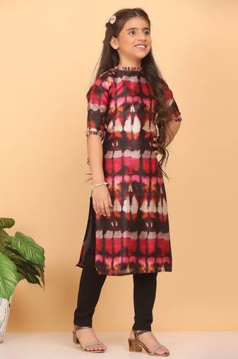 Ethnovog Ready To Wear Kids Girls Multicolored Digital Print Kurti