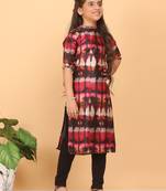 Ethnovog Ready To Wear Kids Girls Multicolored Digital Print Kurti