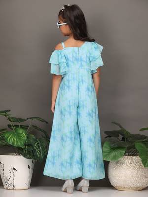 Ethnovog Ready To Wear Kids Girls Multicolored Digital Printed Georgette Jumpsuit 2