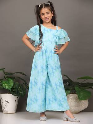 Ethnovog Ready To Wear Kids Girls Multicolored Digital Printed Georgette Jumpsuit 1