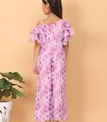 Ethnovog Ready To Wear Kids Girls Blue Digital Printed Georgette Jumpsuit